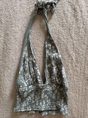 Garage Sage Green Floral Halter Top